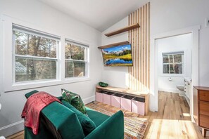 TV, fireplace - Two Unique Treehouses in Nature (Pittsboro)