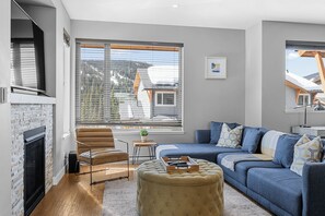 Smart TV, fireplace, stereo