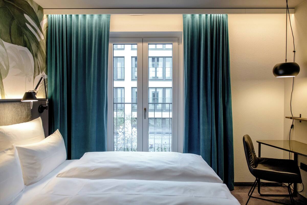Premium bedding, desk, free WiFi, bed sheets