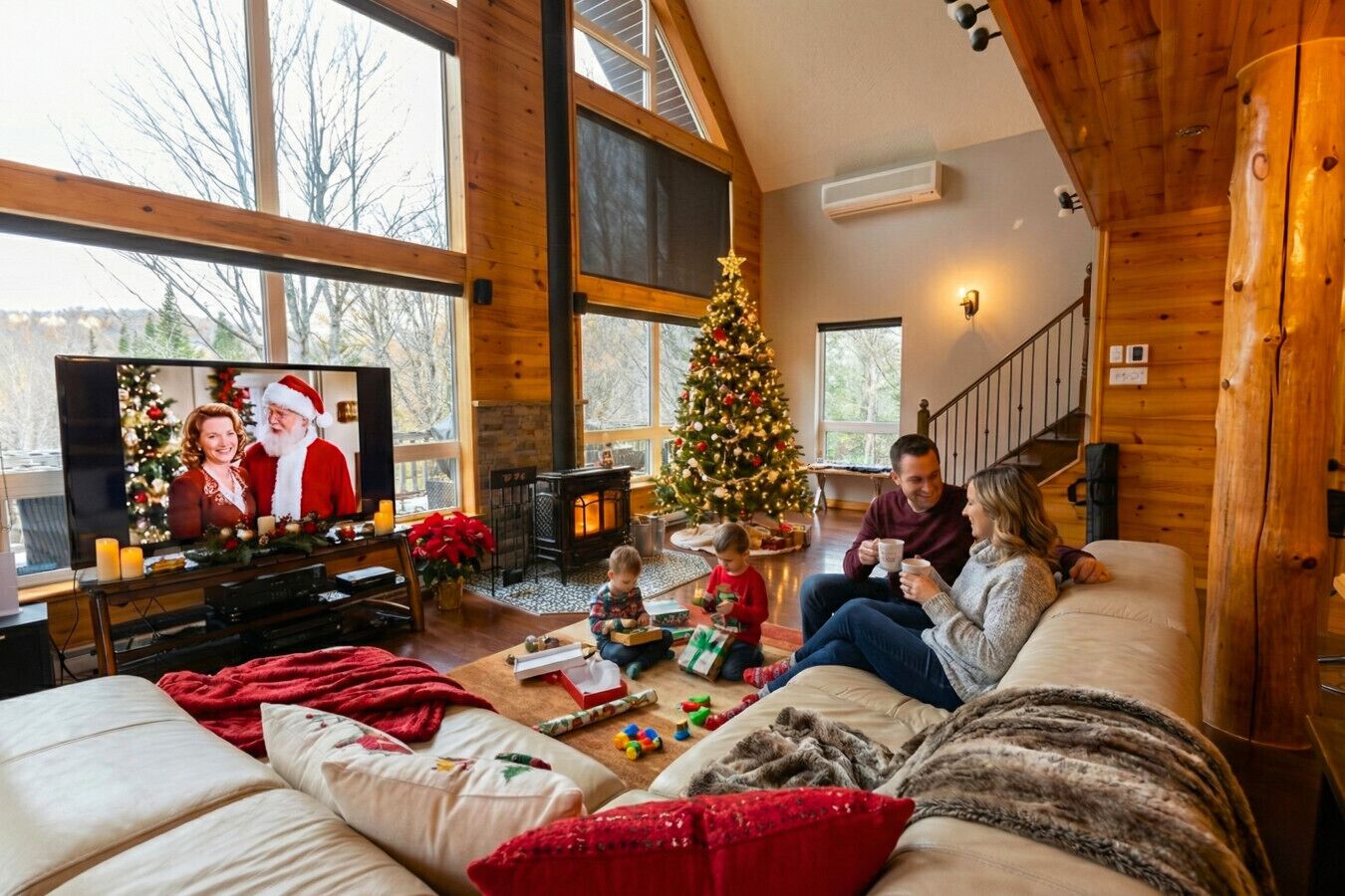 Televisie en een open haard