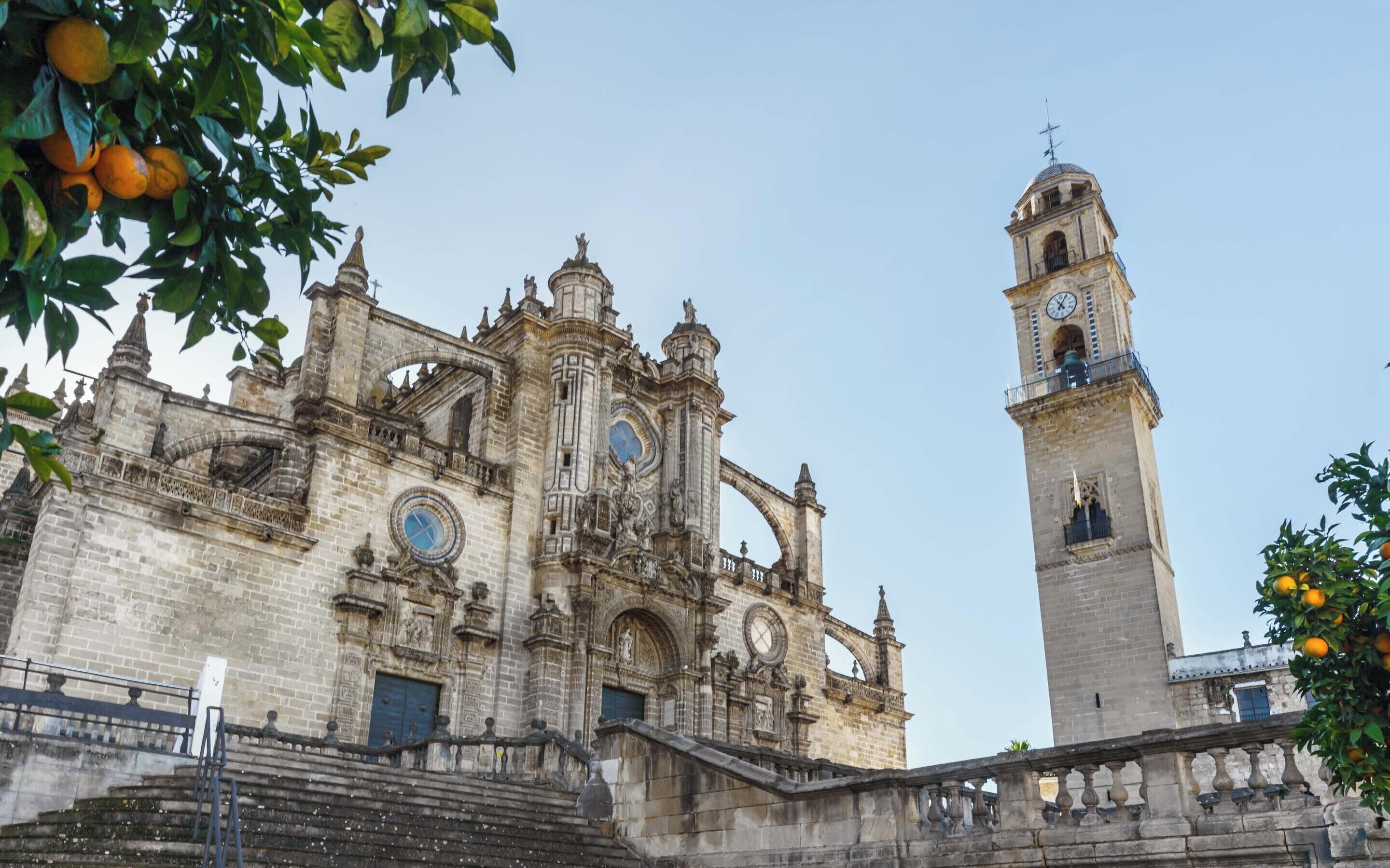 A historic cathedral with intricate architecture and a clock tower.