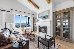 TV, fireplace, table football, books