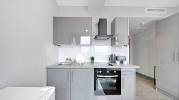 Apartment | Private kitchen | Fridge, microwave, oven, stovetop