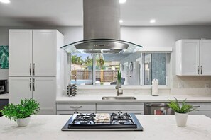 Fridge, microwave, stovetop, dishwasher