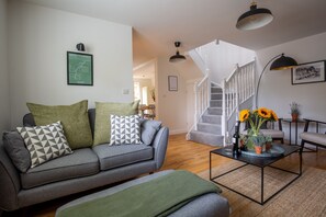 TV, caminetto, libri