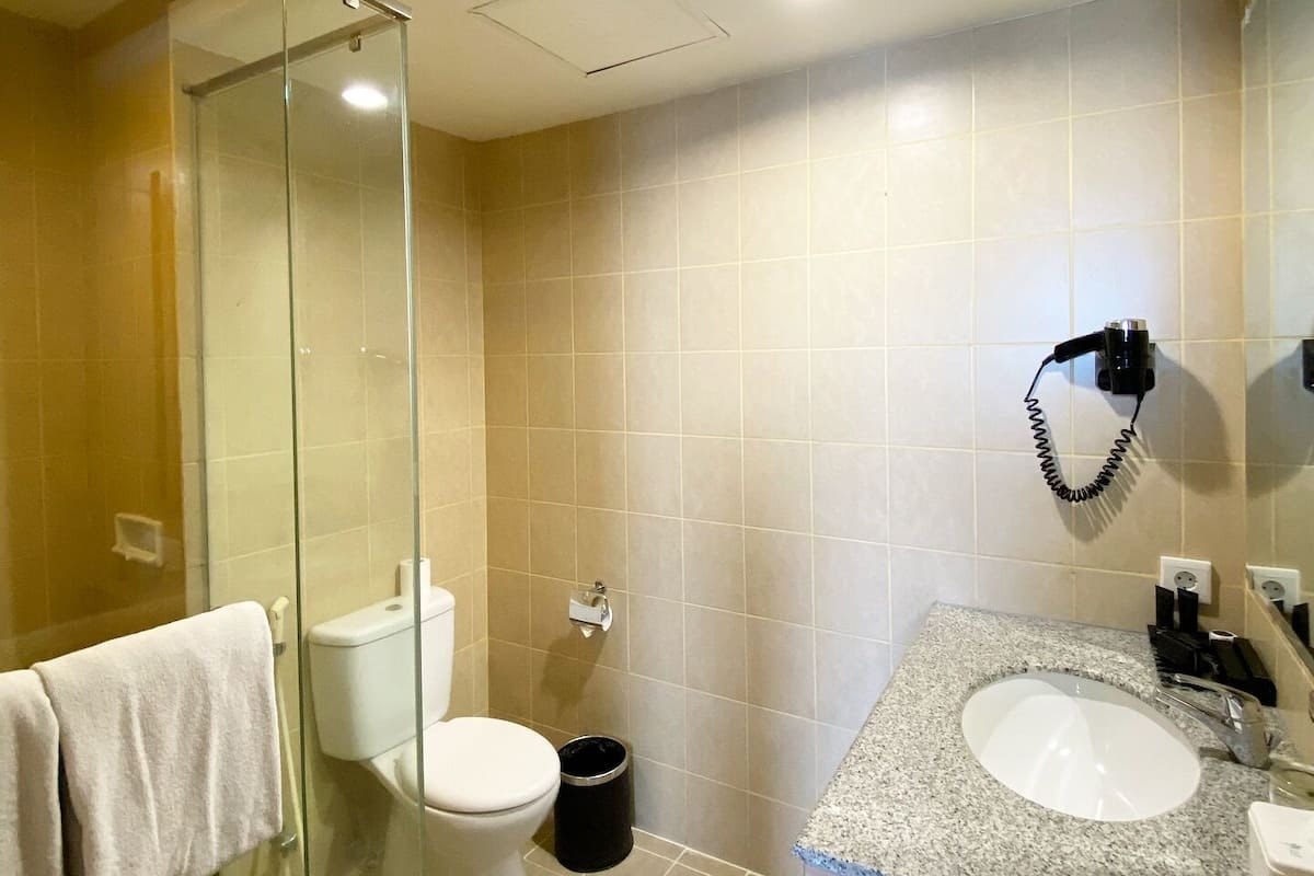 Badewanne und Dusche (separat), Handtücher, Seife, Shampoo