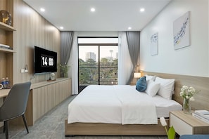 Luxury Studio Suite, City View | Premium bedding, down comforters, memory foam beds, free minibar items - Cosmos Hotel Apartment (Hanoi)