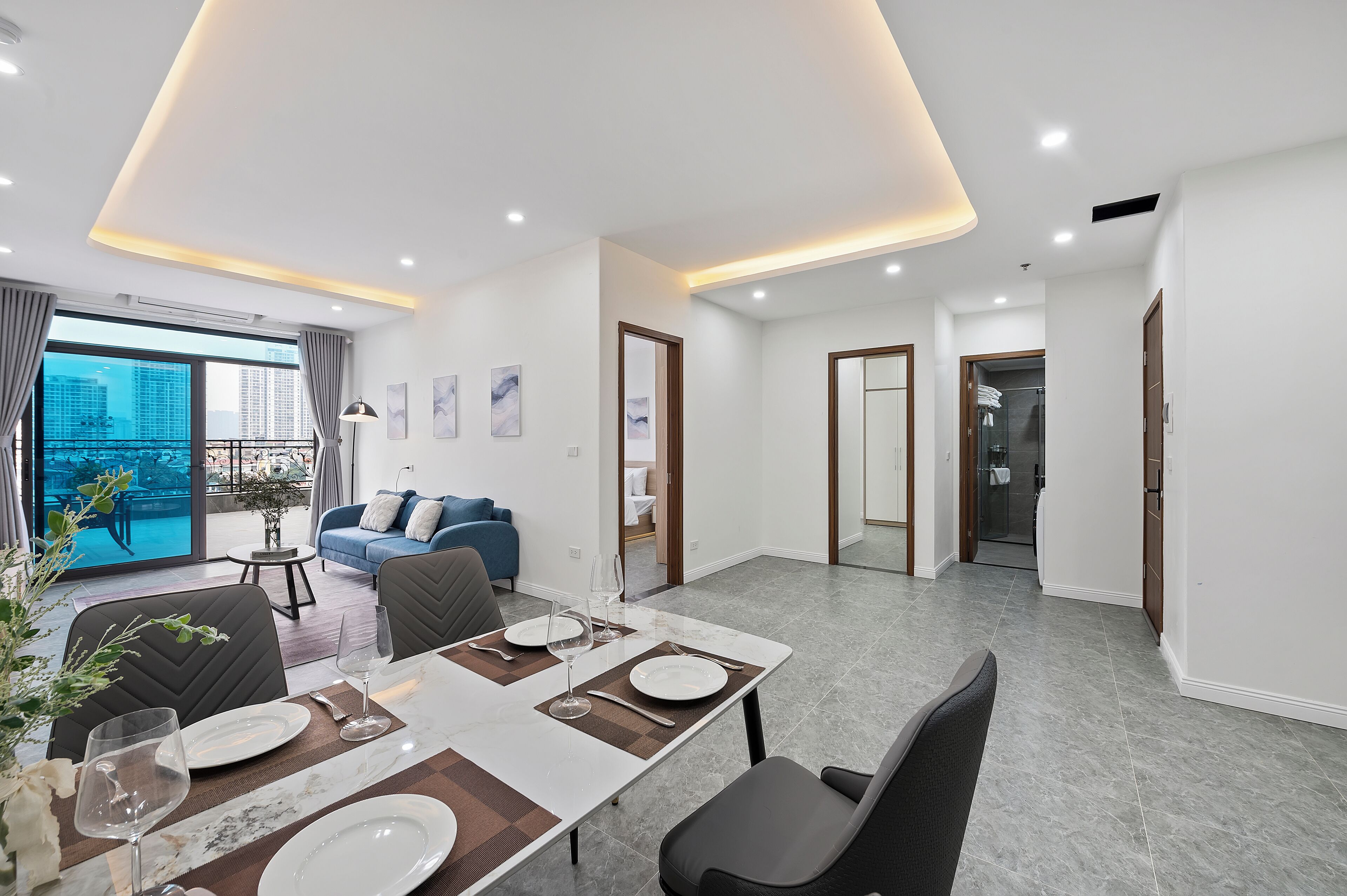 Luxury-Apartment, Stadtblick | Wohnbereich