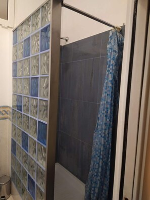 Hair dryer, bidet, soap, toilet paper