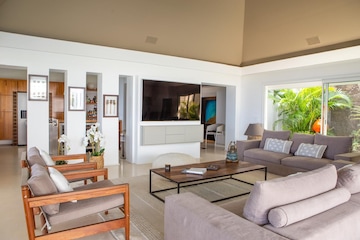 Modern designer interior with open-plan living