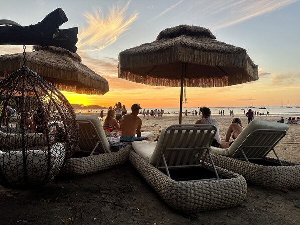 Sun-loungers, beach towels