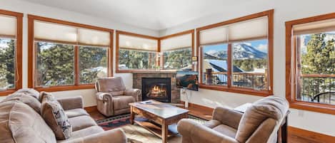 TV, fireplace