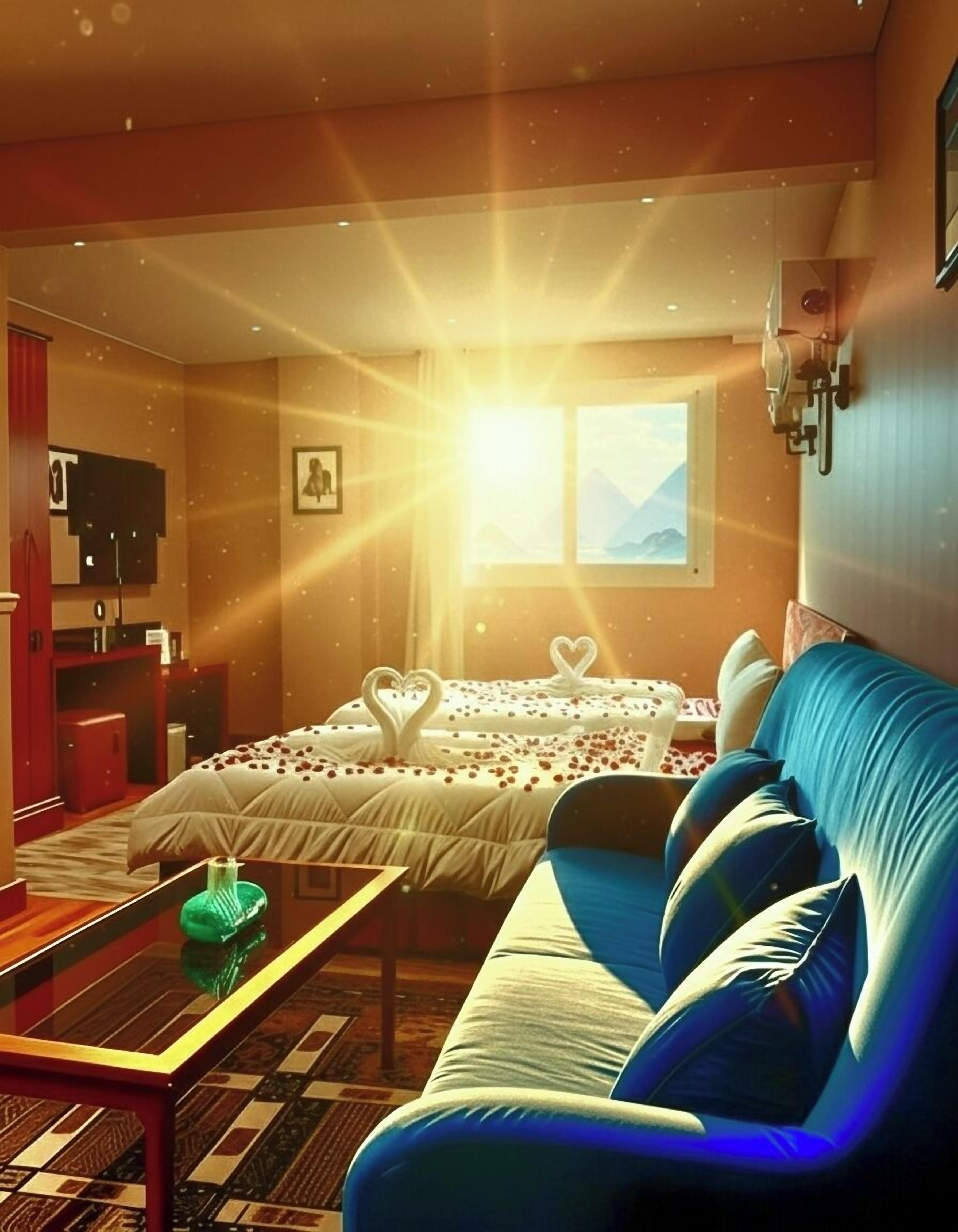 Hochwertige Bettwaren, Betten mit Memory-Foam-Matratzen, Minibar