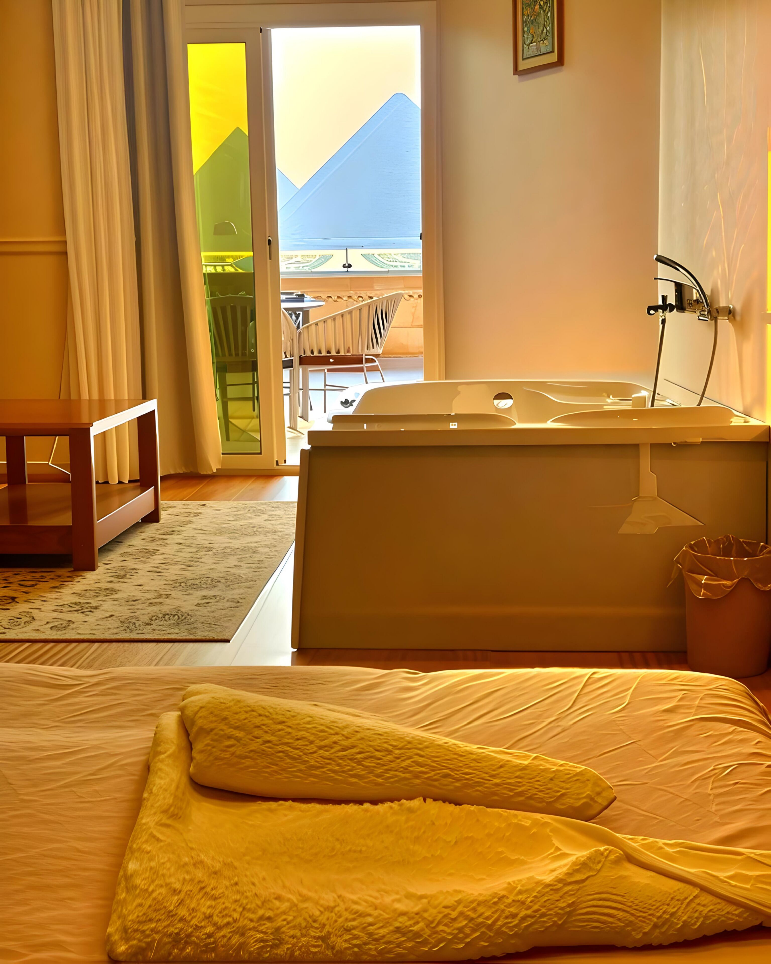 Hochwertige Bettwaren, Betten mit Memory-Foam-Matratzen, Minibar