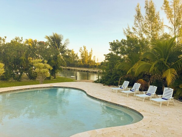 Outdoor pool - Canal home with pool Taino beach just blocks away (Free Port)