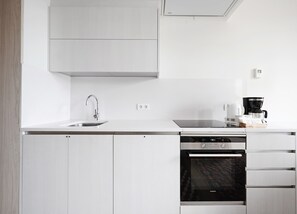 Fridge, oven, dishwasher, coffee/tea maker