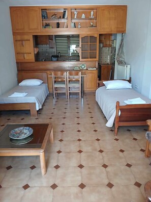 1 slaapkamer, een strijkplank/strijkijzer, gratis wifi, beddengoed