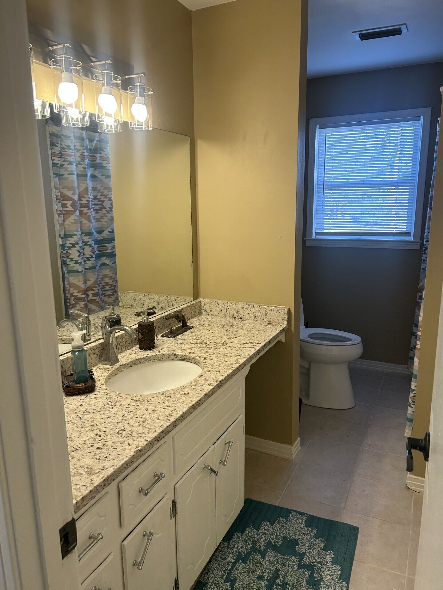 Shower, towels, soap, toilet paper