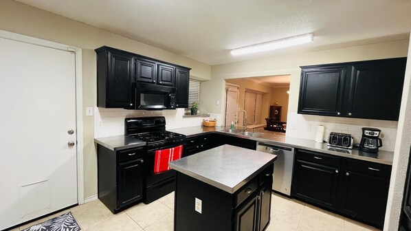 Fridge, microwave, oven, dishwasher