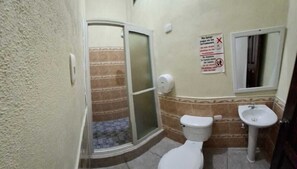 Shower, towels, soap, shampoo