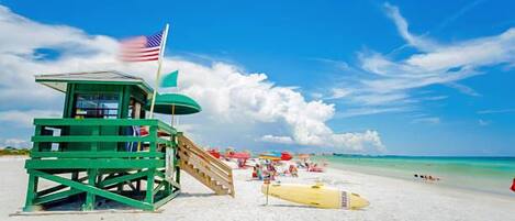Sun-loungers, beach towels
