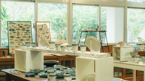 A pottery studio with various ceramic items displayed on tables and shelves. - NEGURA (Ogimi)