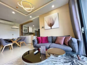 Superior Apartment, 3 Bedrooms, Kitchen, City View | Living area | 42-inch flat-screen TV with cable channels - New City Thu Thiem D2 (Ho Chi Minh City)