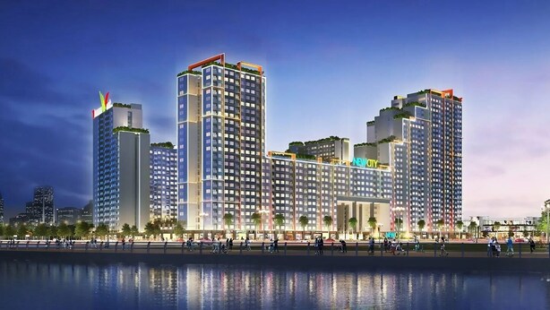 A modern high-rise hotel with multiple floors, large windows, and a prominent entrance. - New City Thu Thiem D2 (Ho Chi Minh City)
