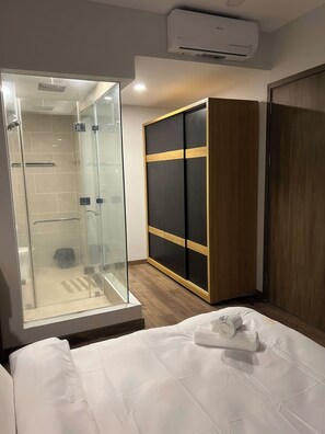 Superior Apartment, 2 Bedrooms, Kitchen, City View | Bathroom | Combined shower/tub, slippers, towels, toilet paper - The Sky 89 Panorama D7 (Ho Chi Minh City)