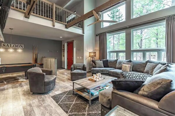 TV, fireplace, video games