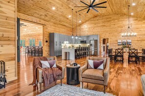 Smart TV, fireplace, video games, offices