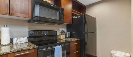 Fridge, microwave, oven, dishwasher