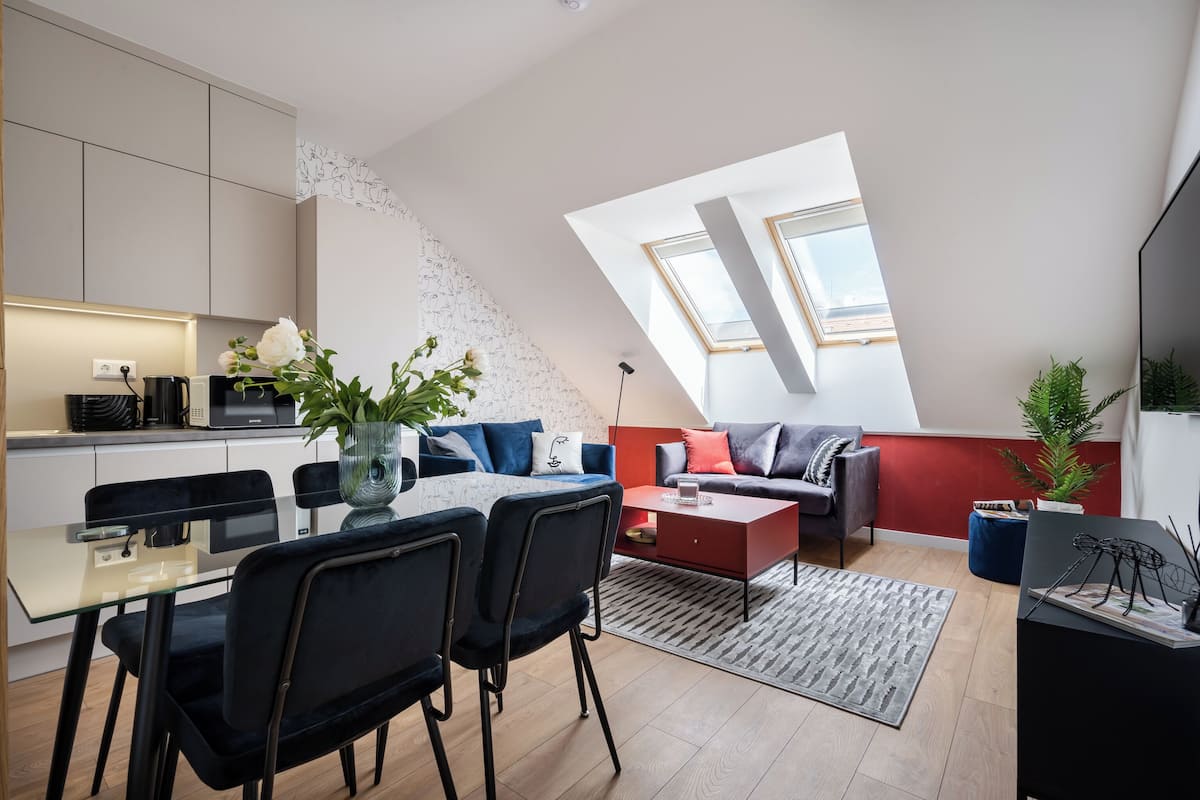 Deluxe Apartment, 2 Bedrooms, City View | Living area | Flat-screen TV