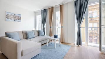 Comfort Apartment, 2 Bedrooms, City View | Living area | Flat-screen TV