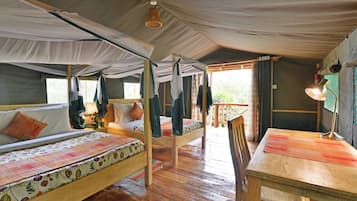 Premium bedding, desk, laptop workspace, free rollaway beds