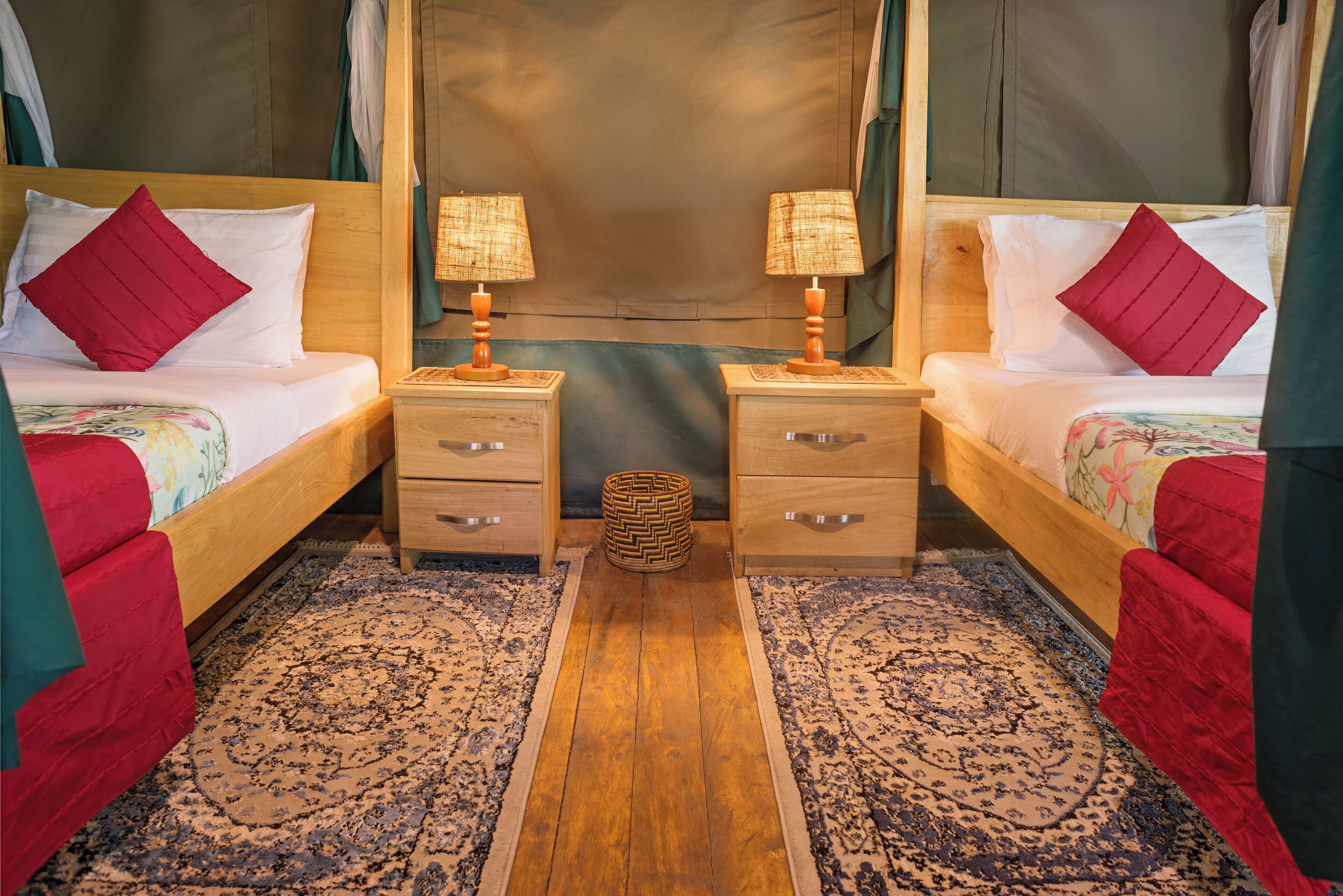 Premium bedding, desk, laptop workspace, bed sheets