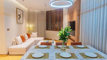Luxury Apartment, Balcony, Sea View | Living area