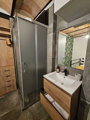 Deluxe Apartment | Bathroom | Shower, hair dryer, towels, soap - APARTAMENTOS SAN FERNADO 32 (Córdoba)
