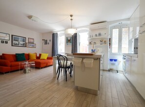 Apartment (One Bedroom Apartment) | Living room | 32-inch flat-screen TV with satellite channels - Charming and Tranquil Rovinj Center Apartment (Rovinj)