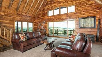 Televisión, chimenea, reproductor de DVD, estéreo