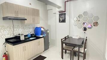 Fridge, microwave, dishwasher, electric kettle