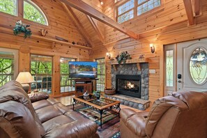 TV, fireplace, DVD player, foosball - Beautiful Three Bedroom Cabin Directly On Cosby Creek (Cosby)