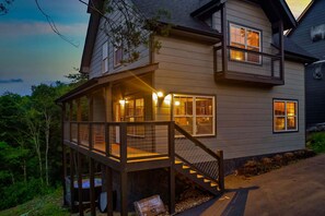 Exterior - Sunset-View Deck, Modern Smoky Mtn Cabin, Hot Tub, Game Room w new 85" TV (Sevierville)