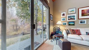 Una Smart TV, una chimenea, un reproductor de DVD, libros