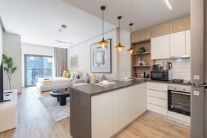 Fridge, microwave, stovetop, toaster