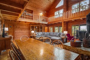 TV connectée, cheminée, livres