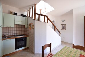 Apartment, Balcony, Hill View | Private kitchen | Full-sized fridge, oven, stovetop, cookware/dishes/utensils