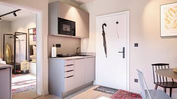 Kühlschrank, Mikrowelle, Herdplatte, Geschirrspüler