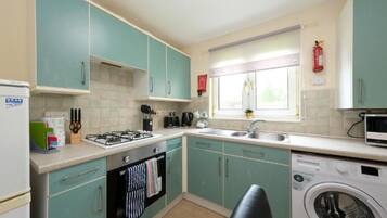 Fridge, microwave, oven, toaster