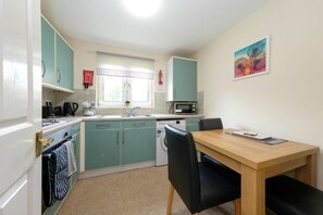 Fridge, microwave, oven, toaster